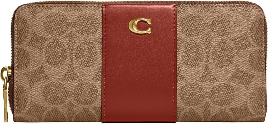 Coach Womens Coated Canvas Signature Slim Accordion Zip