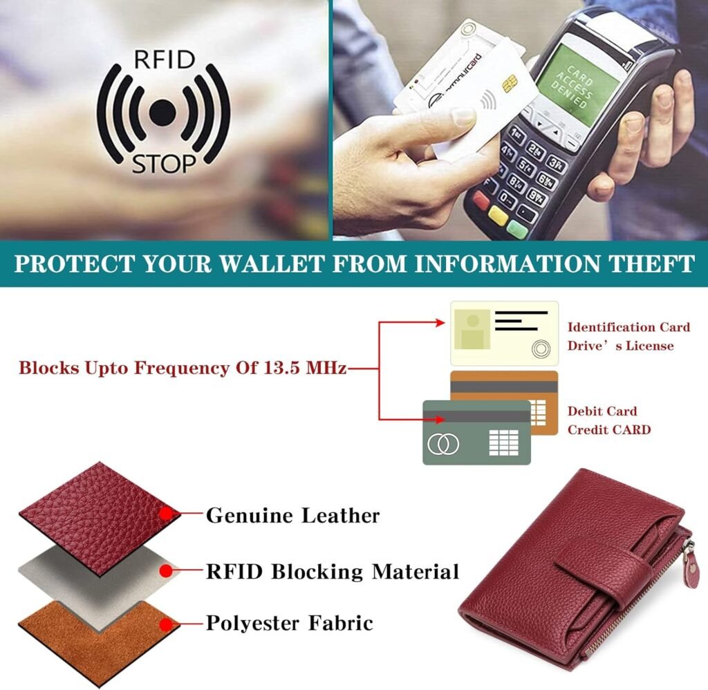 FALAN MULE Small Wallet for Women Genuine Leather Bifold Compact RFID Blocking Small Womens Wallet